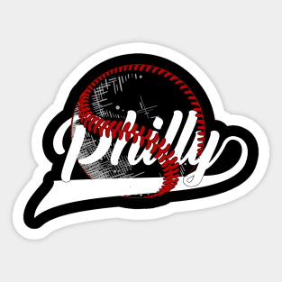 Vintage Philly Baseball Leopard Heart Baseball Fans Sticker